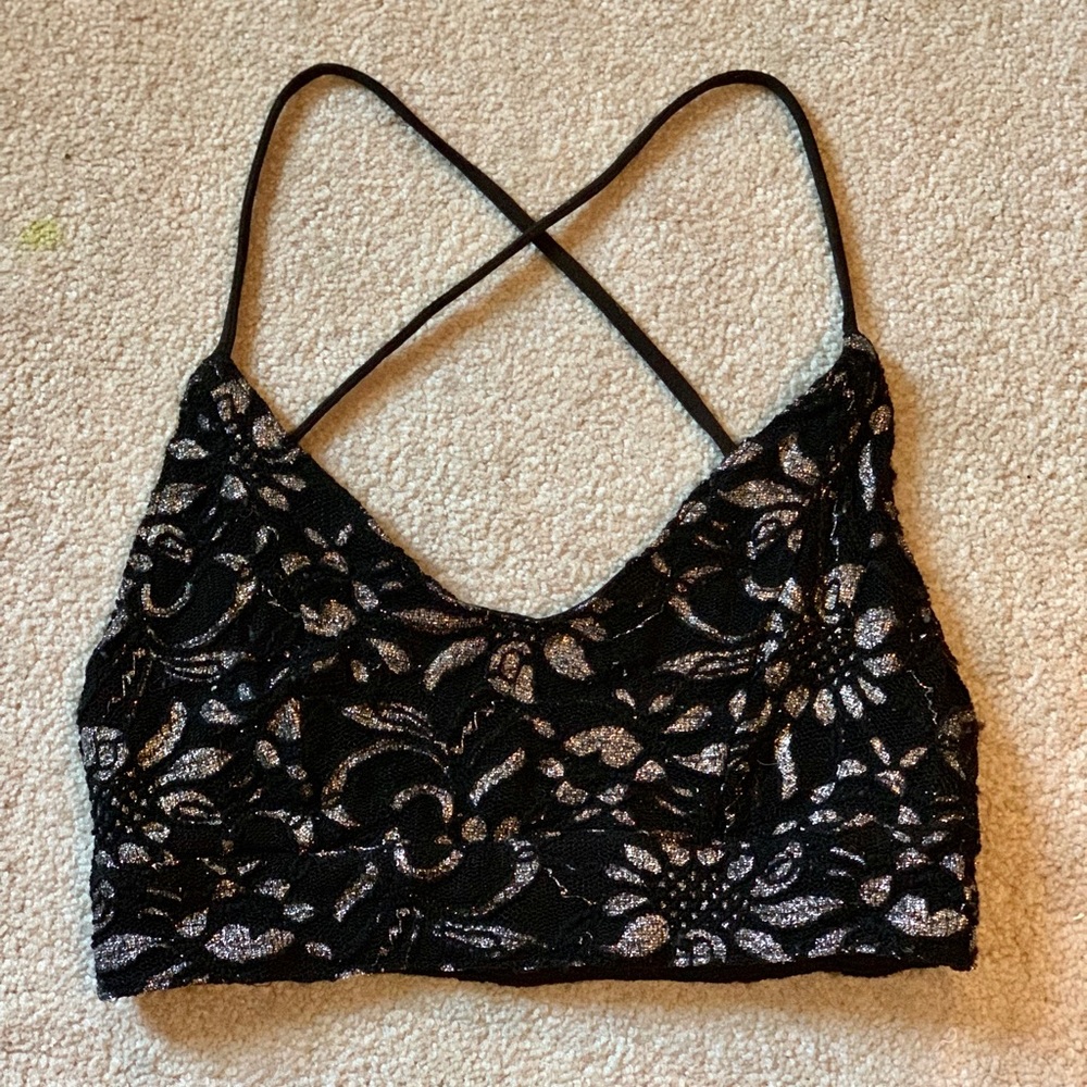 Free People Metallic Floral Bralette
